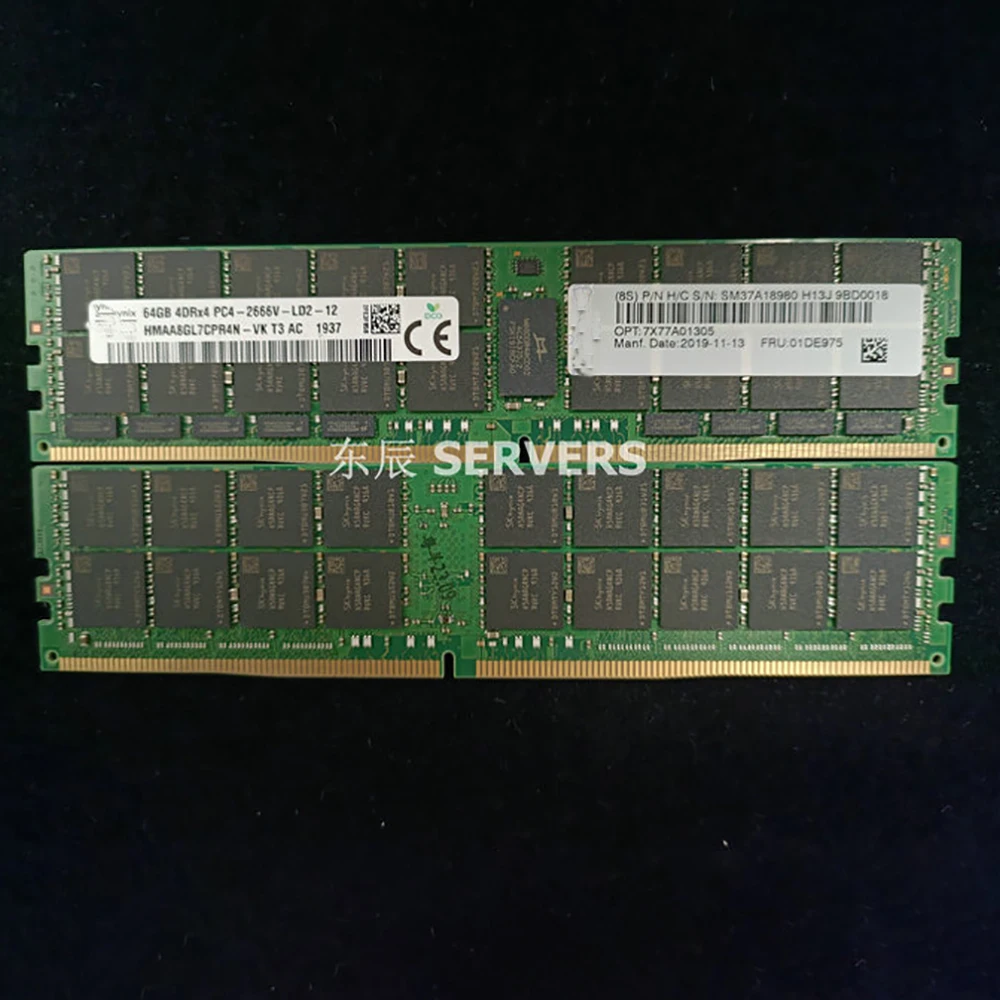 1Pcs For Lenovo 64G 4DRX4 PC4 2666V-L Server Memory 01DE975 7X77A01305