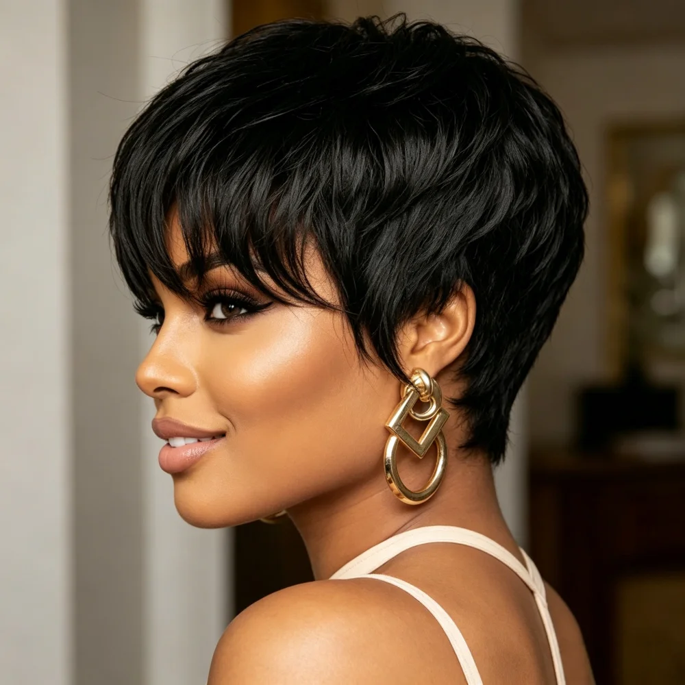 Short Pixie Cut Human Hair Wig - đánh giá và giá Human Hair Wigs
