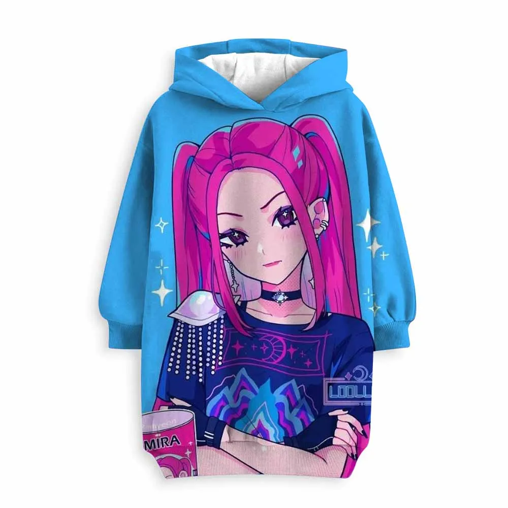 فتاة أنيمي K-Pop شيطان الصيادين هوديي فستان مطبوعة الخريف فستان الأميرة هوديي قمة الموضة الملابس #3