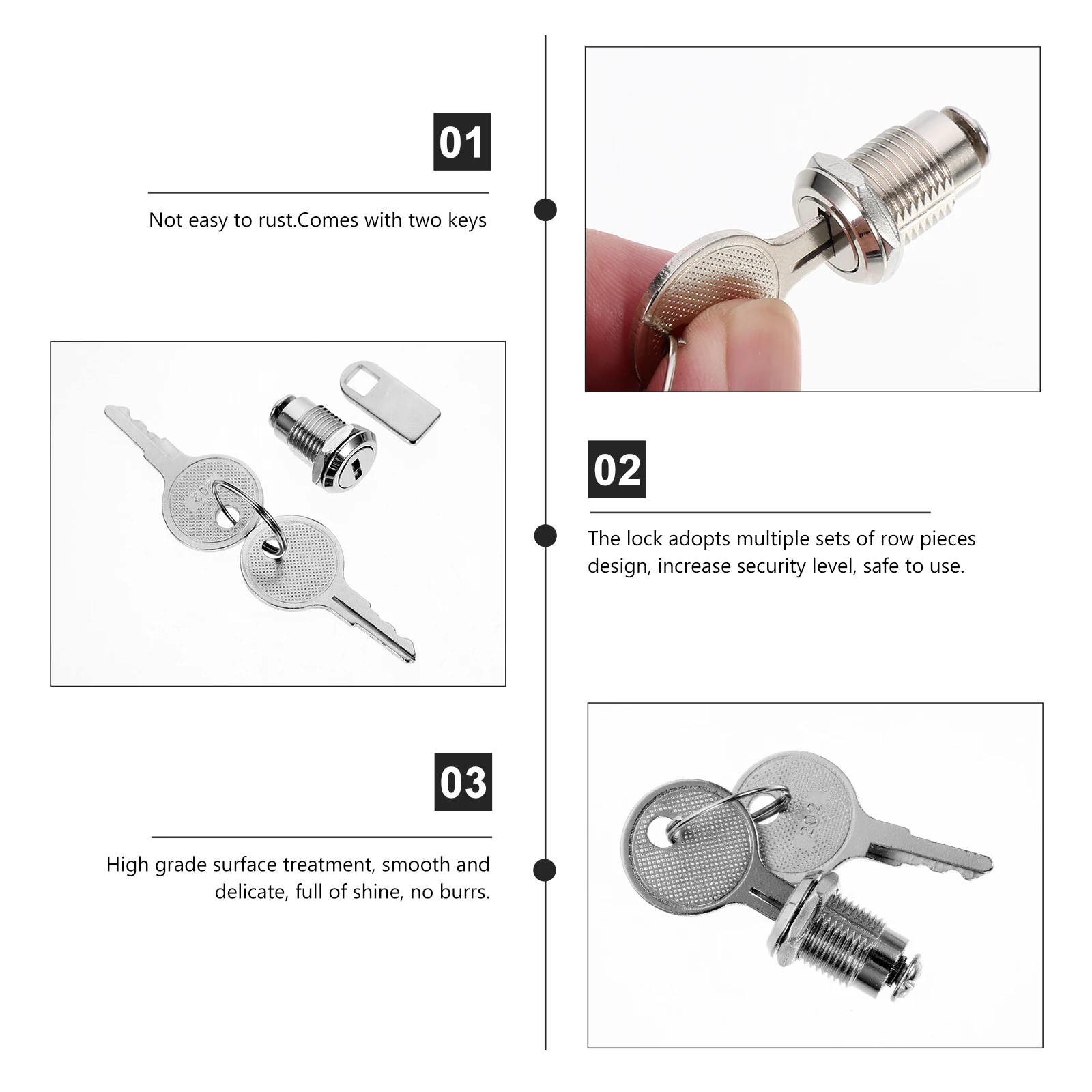 

2 set 2 Sets Zinc Alloy Locks With Keys File Cabinet Lock Rv Compartment Locks Tubular Camper Cabinet Sturdy Corrosion
