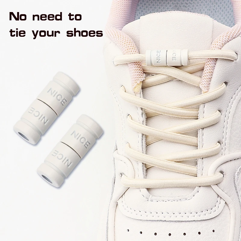 1 Pair Capsule Lock Shoelaces Elastic Laces Sneakers No Tie Shoe Laces Without Ties Kids Adult 0.6cm Flat Shoelace for Shoes