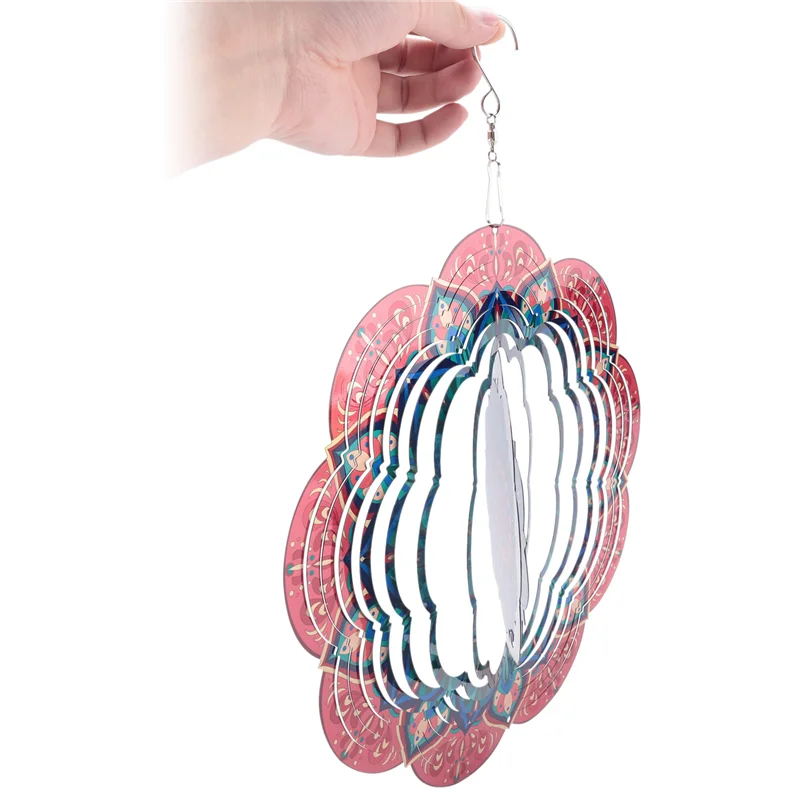 

A57X-3D Wind Spinner Design 12Inch Garden Laser Cut Hanging Wind Spinners Metal Kinetic Yard Art Deco Indoor/Outdoor Décor Durab