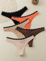 5-Pack of Pure Cotton Women's Thongs, Women's Underwear, Fashionable, Breathable and Skin-Friendly