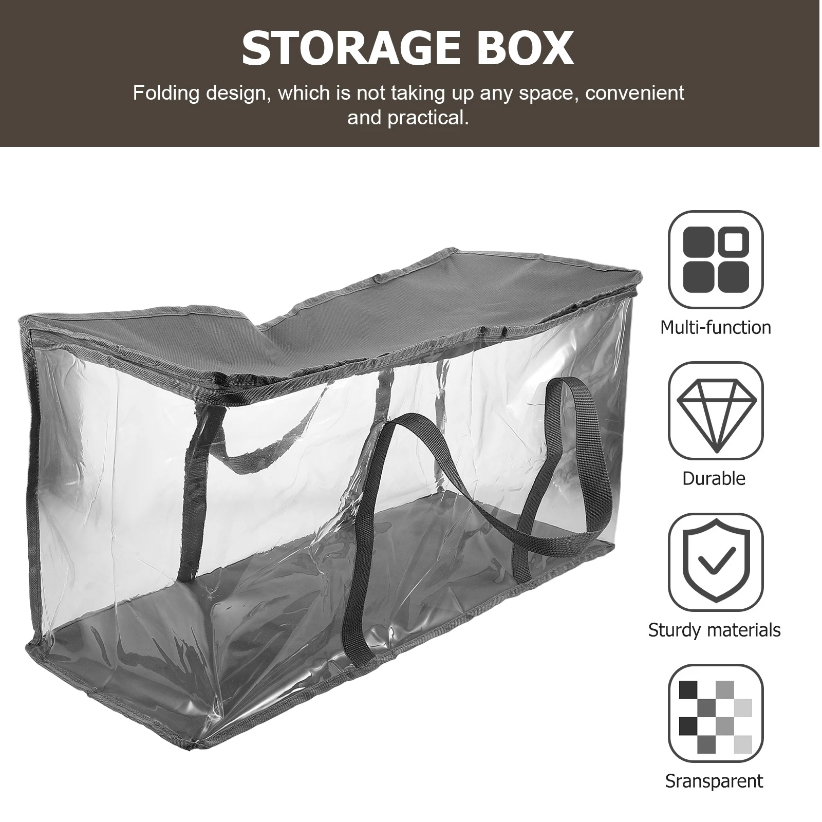 Прозрачный складной ящик для хранения книг с ручкой-молнией, портативный органайзер для книг, одежды, комнаты в общежитии, класса, складной пластик