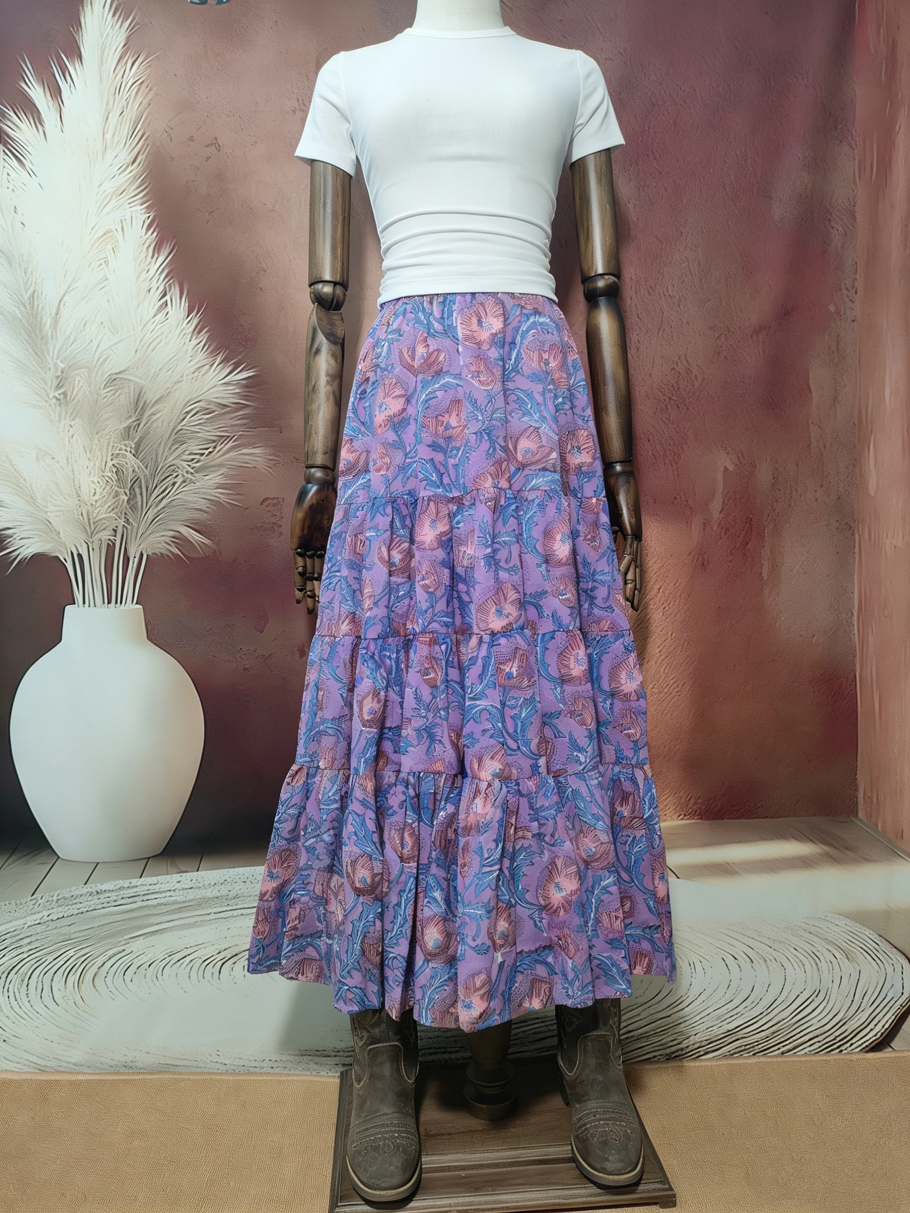 

Индивидуальная юбка на заказ, выкройка по размеру, ручная работа, индийская набивка, 100% хлопок, натуральное растительное окрашивание, с подкладкой, длинная женская винтажная юбка