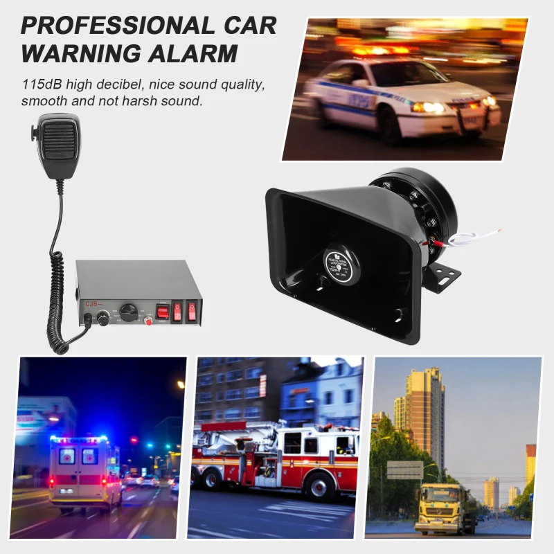 200W 9-Tone Car Loud Warning Alarm Professional Emergency Siren Horn Kit Electronic PA System with Handheld Microphone 12 V