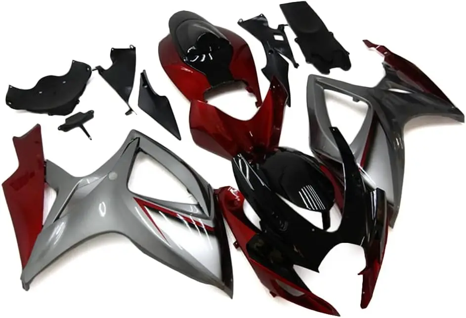 فضي أسود أحمر ABS البلاستيك Fairings كاملة صالح لسوزوكي GSXR600 GSXR750 2006 2007 K6 06 07 GSXR 600 GSXR 750 دراجة نارية في