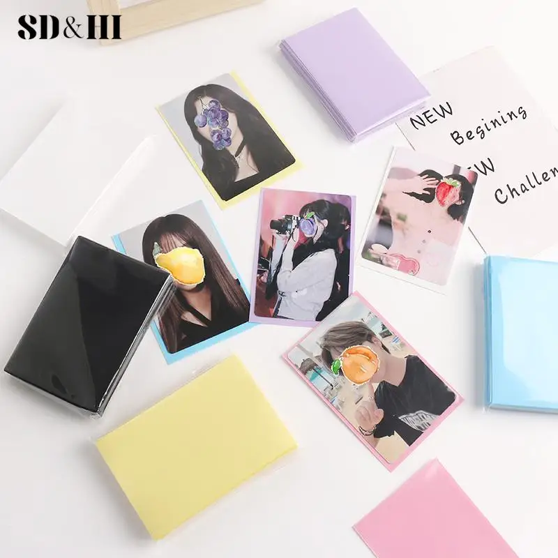 50pcs/pack Ice Cream Color Card Bag Photocard Sleeves Idol Photo Cards Protective Storage Bag PP Frosted Card Film