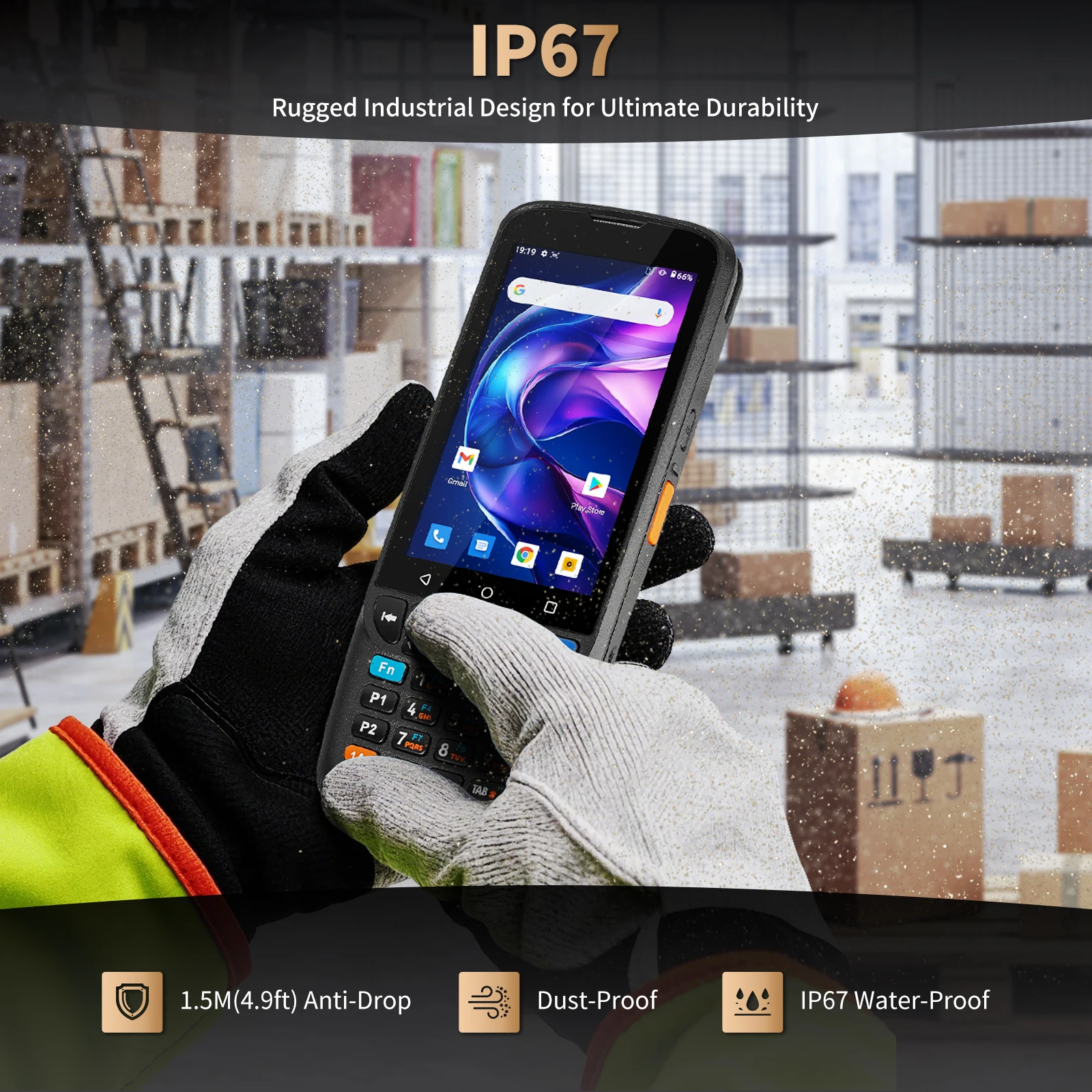 NETUM Q500 Android 11 Handheld Barcode Scanner  Honeywell HS7 1D 2D Scan Engine,  IP67 Wi-Fi 4G BT NFC PDA for Inventory