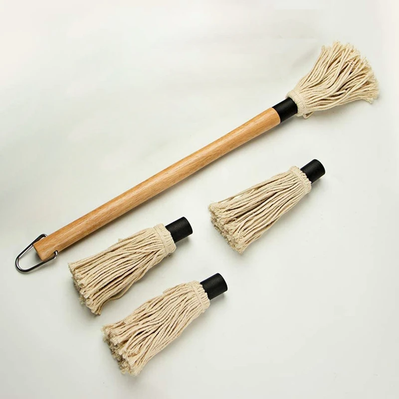 Barbecue BBQ Brush Basting Mop With Wooden Handle Grilling Smoking Steak Cooking Or Bbq Cleaner Bbq Tools