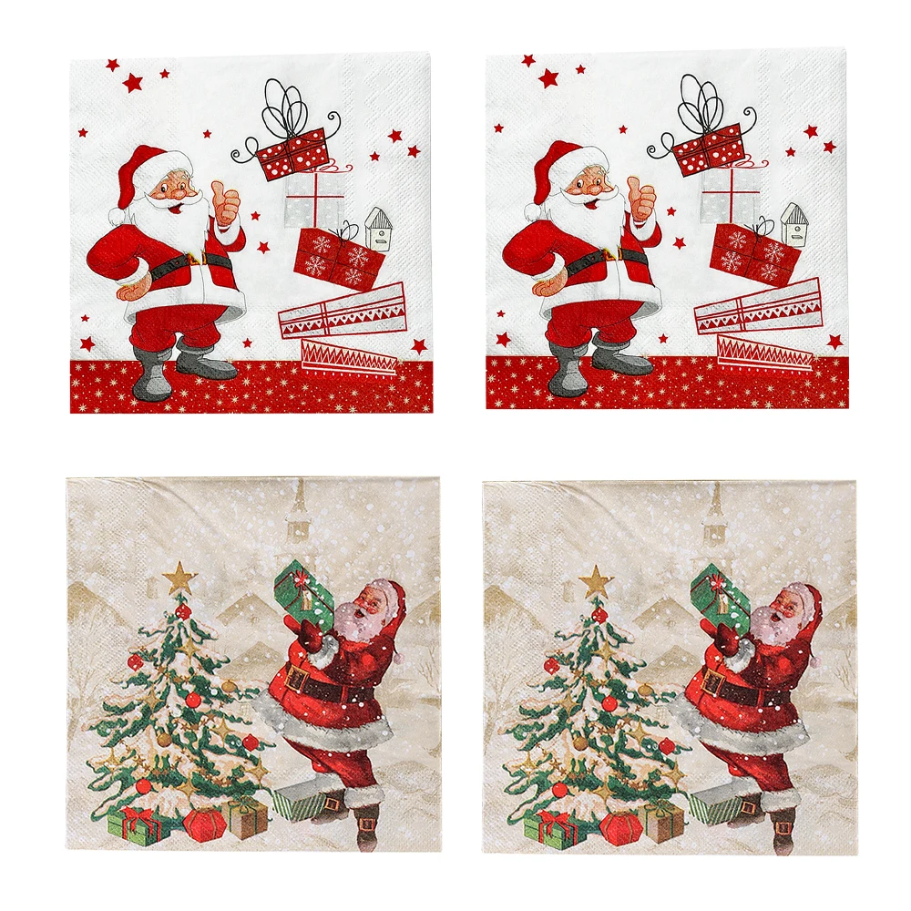 Xmas Christmas party Napkins tissue Santa Claus printed Napkins Christmas Dinner Napkins 2024 Christmas party supplies Napkins