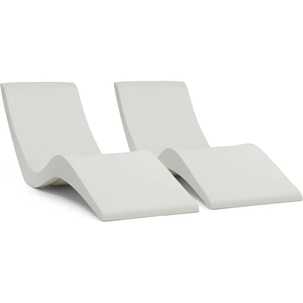 

Granite Outdoor Pool Chaise Lounge Chairs, Set of 2, Water-Weighted, No Screws Needed