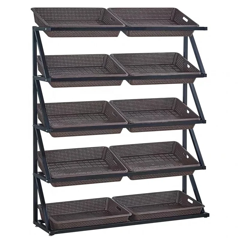 custom.Folding Supermarket Fruit and Vegetable Display Rack Shelf