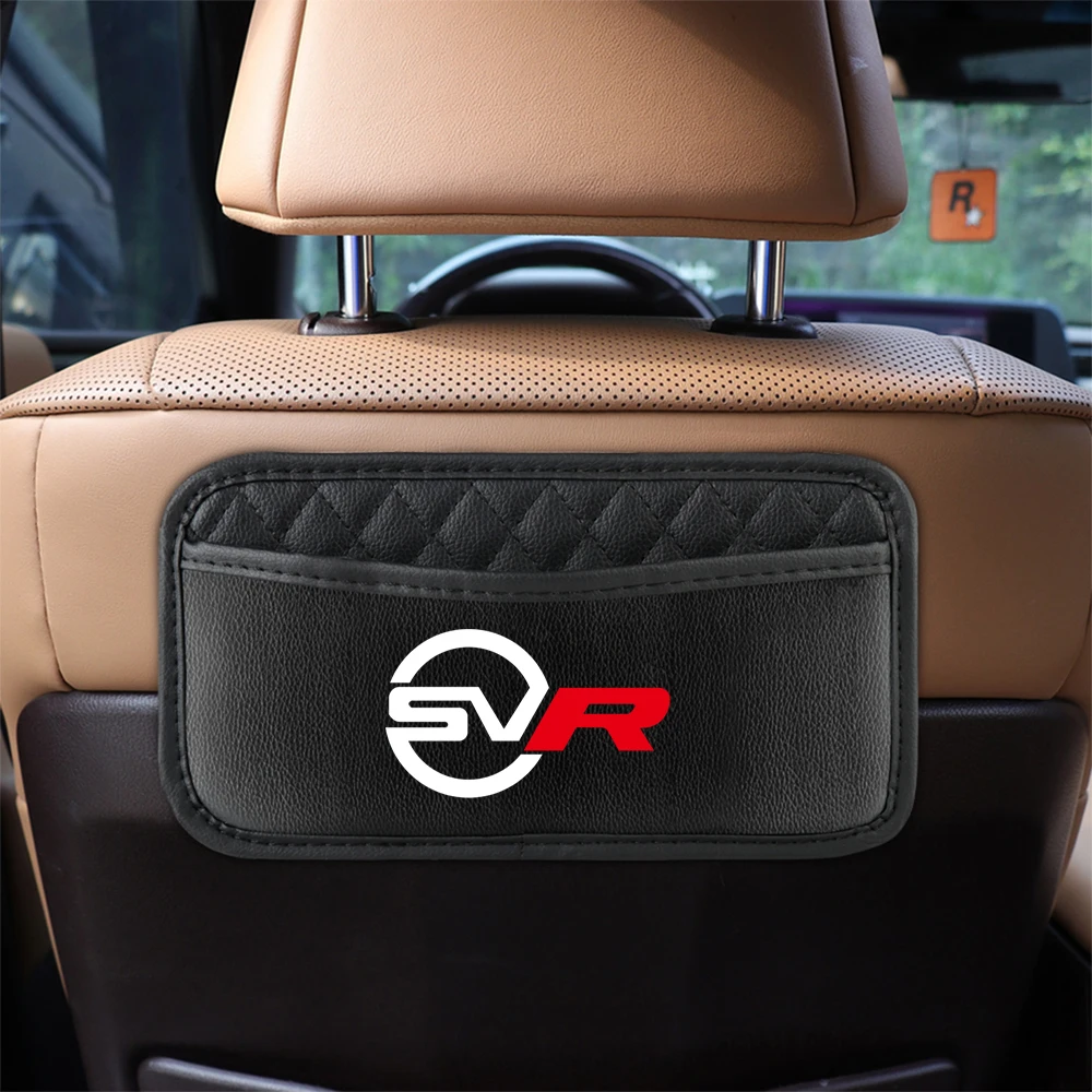 1PCS Car Interior Storage Bag Auto Storage Pockets Seat Back Accessories For Land Rover SVR Emblem Defender Range Rover Evoque