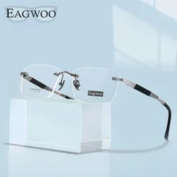 Pure Titanium Eyeglasses Rimless Optical Frame Prescription Spectacle Frameless Glasses Eye glasses 3026 Designed Wide Face Use