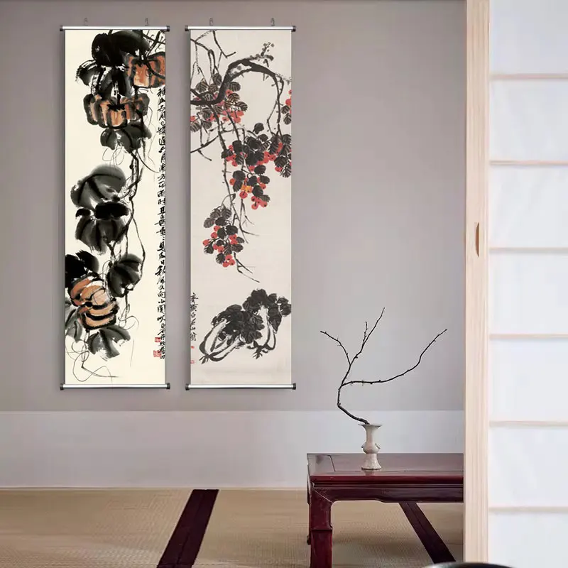 Zen Abstract Traditional Chinese Style Qi Baishi Wall Art Canvas Painting Poster Picture Print For Office Living Room Home Décor