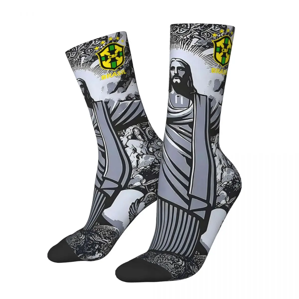 Trendy Men Women Socks 2024 Brazil Christ Football Merchandise Cozy the Redeemer Jesus Soccer Breathable Socks