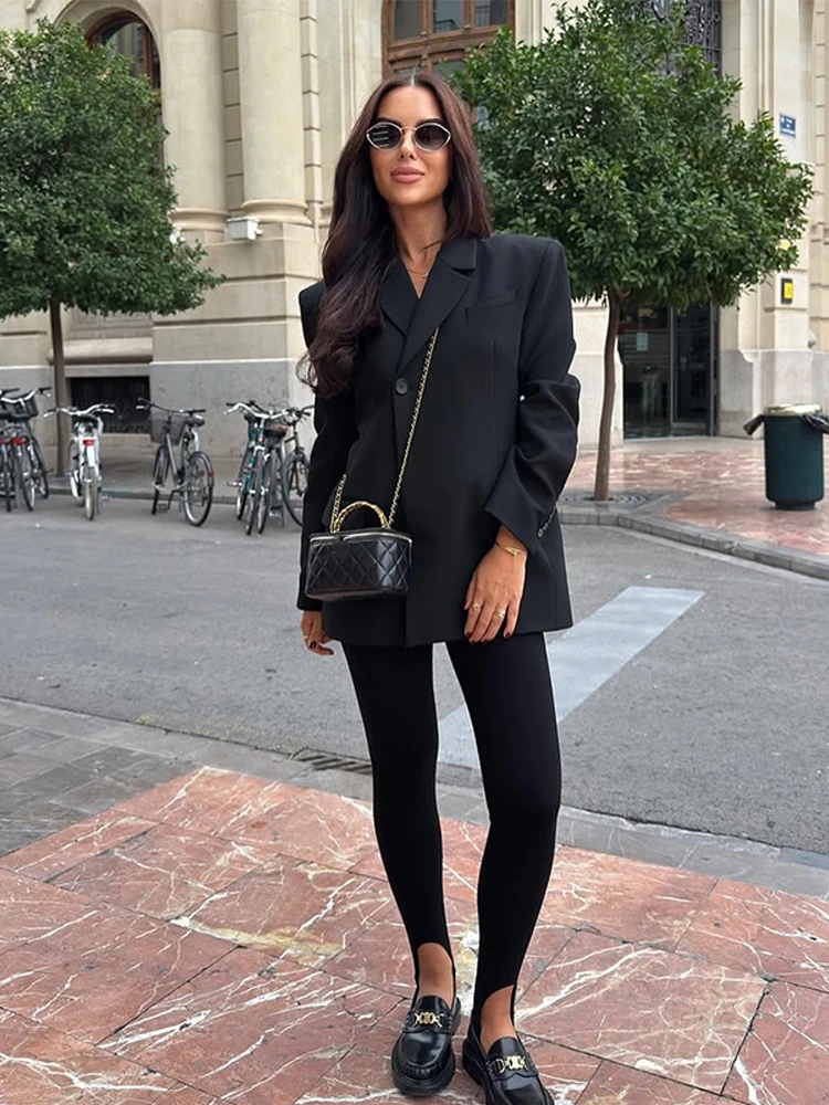 Elegante almofada de ombro fino terno jaquetas mulheres lapela sólida manga comprida jaqueta feminina primavera autumnchic estilo diário outwears topos