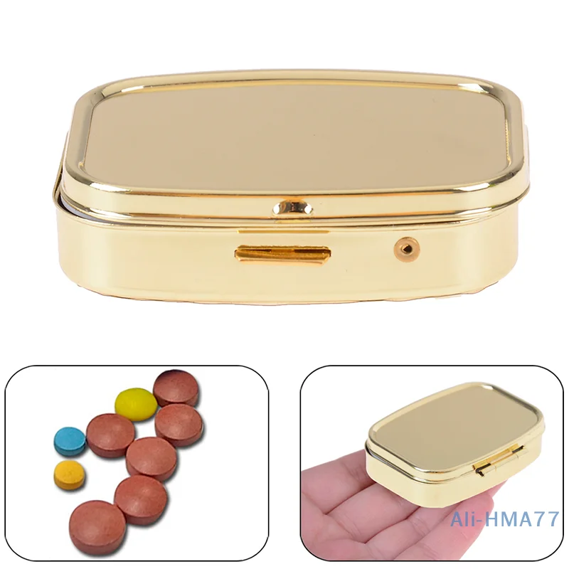 Square 2Grid Moistureproof Metal Folding Pill Case Medicine Storage  Container