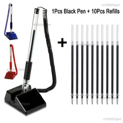 DELVTCH 0.5mm supporto da scrivania appiccicoso fisso Gel penna inchiostro contatore adesivo pubblicità firma penna cancelleria per ufficio 10 penna asta di ricarica