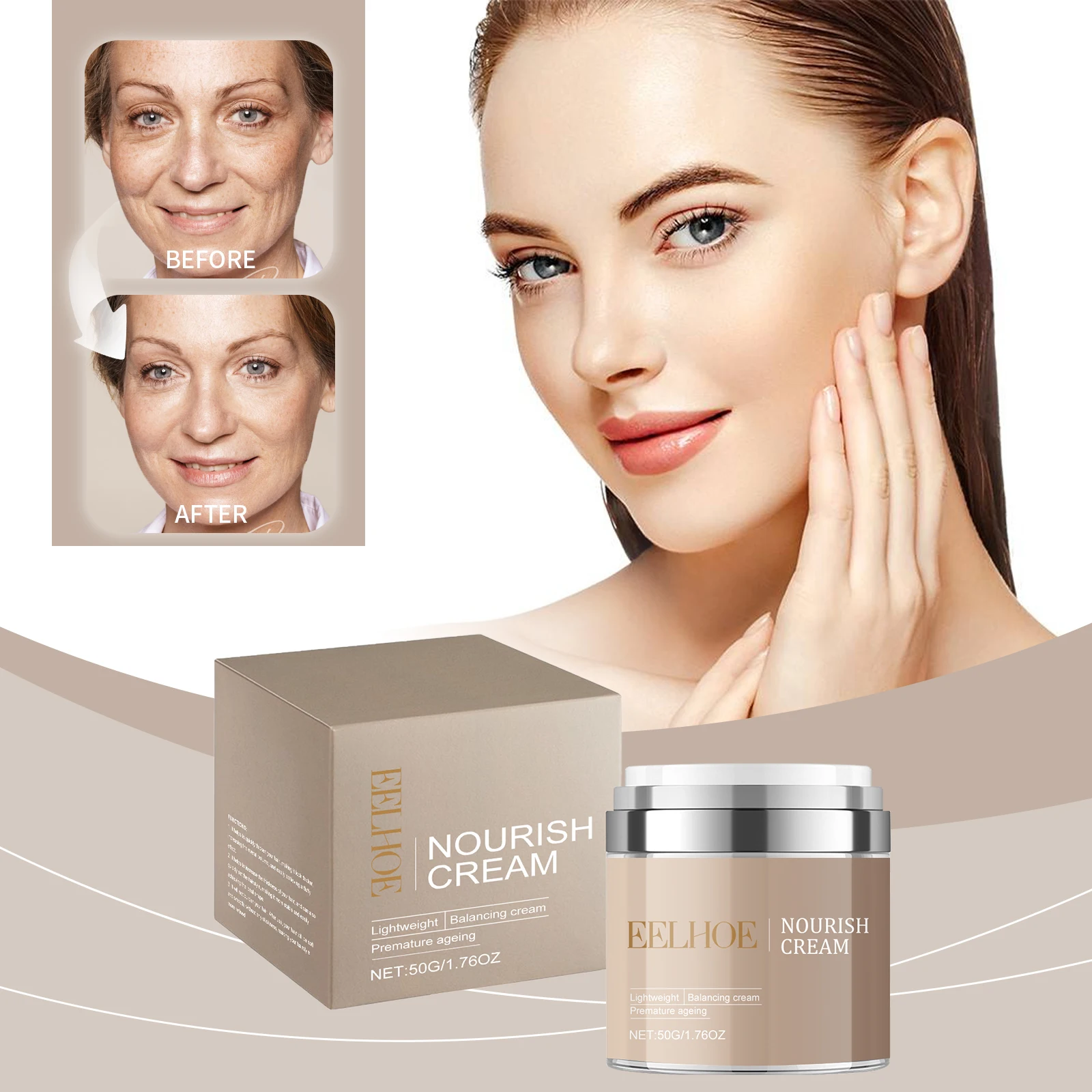 

EELHOE Питательный крем для лица Стойкий увлажняющий и увлажняющий блеск кожи Легкость и яркость Покрашение расслабления