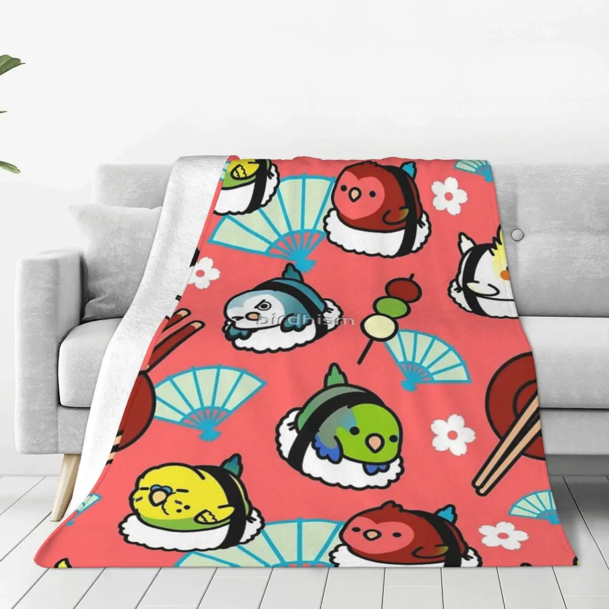 Sushi Time With Cody The Lovebird Four Seasons Universal Blanket Campsites Can Be Covered Father's Day Gift