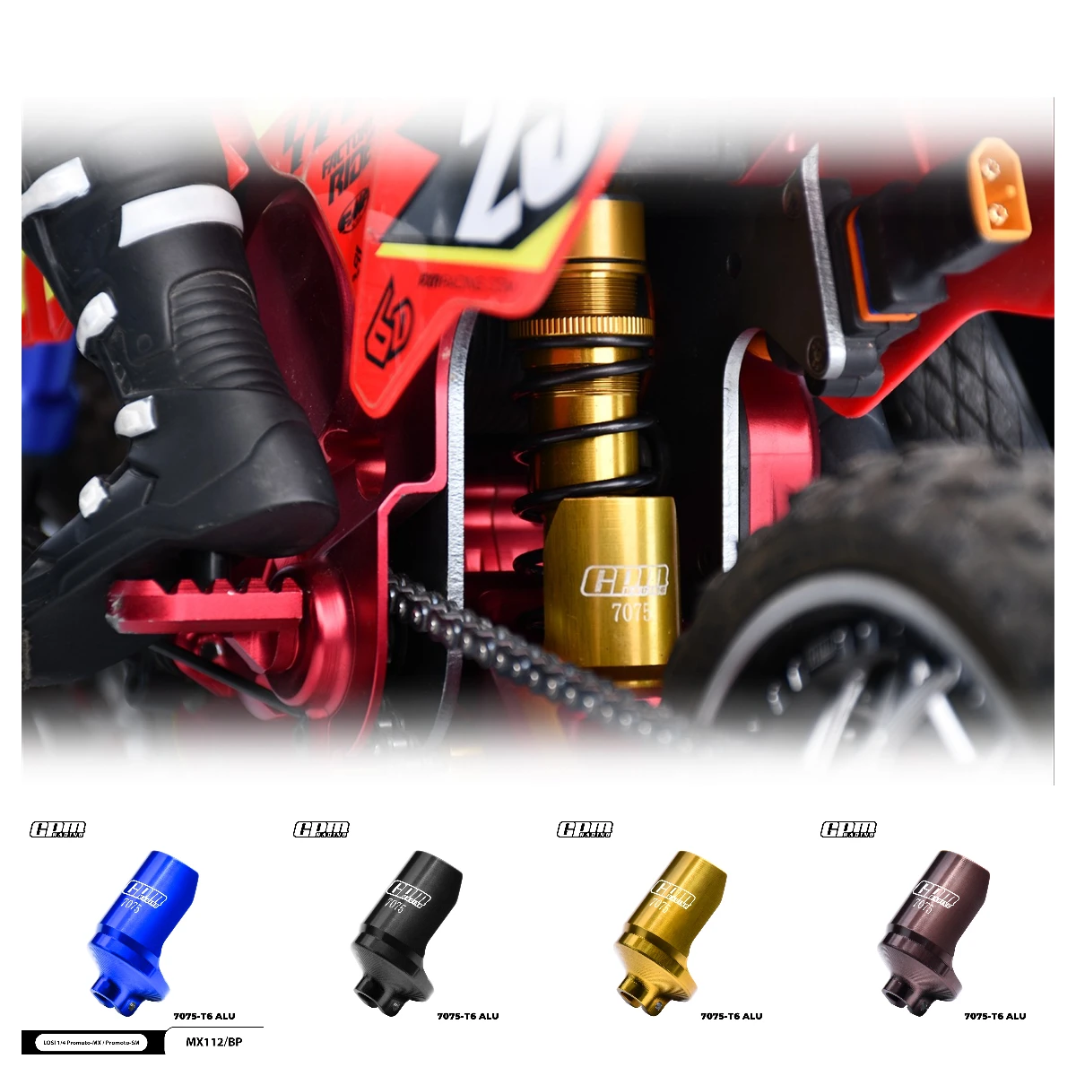 

GPM 7075 Alloy Shock Travel Limiter Spacer For LOSI 1/4 Promoto MX SM Motorcycle RTR-LOS-2272.LOS-2310
