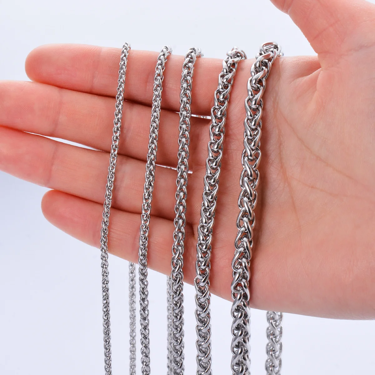 1Pice Width 3-6mm Link Chain Necklace for Men Women Gold Color Stainless Steel Chain Necklace 16-40 inches