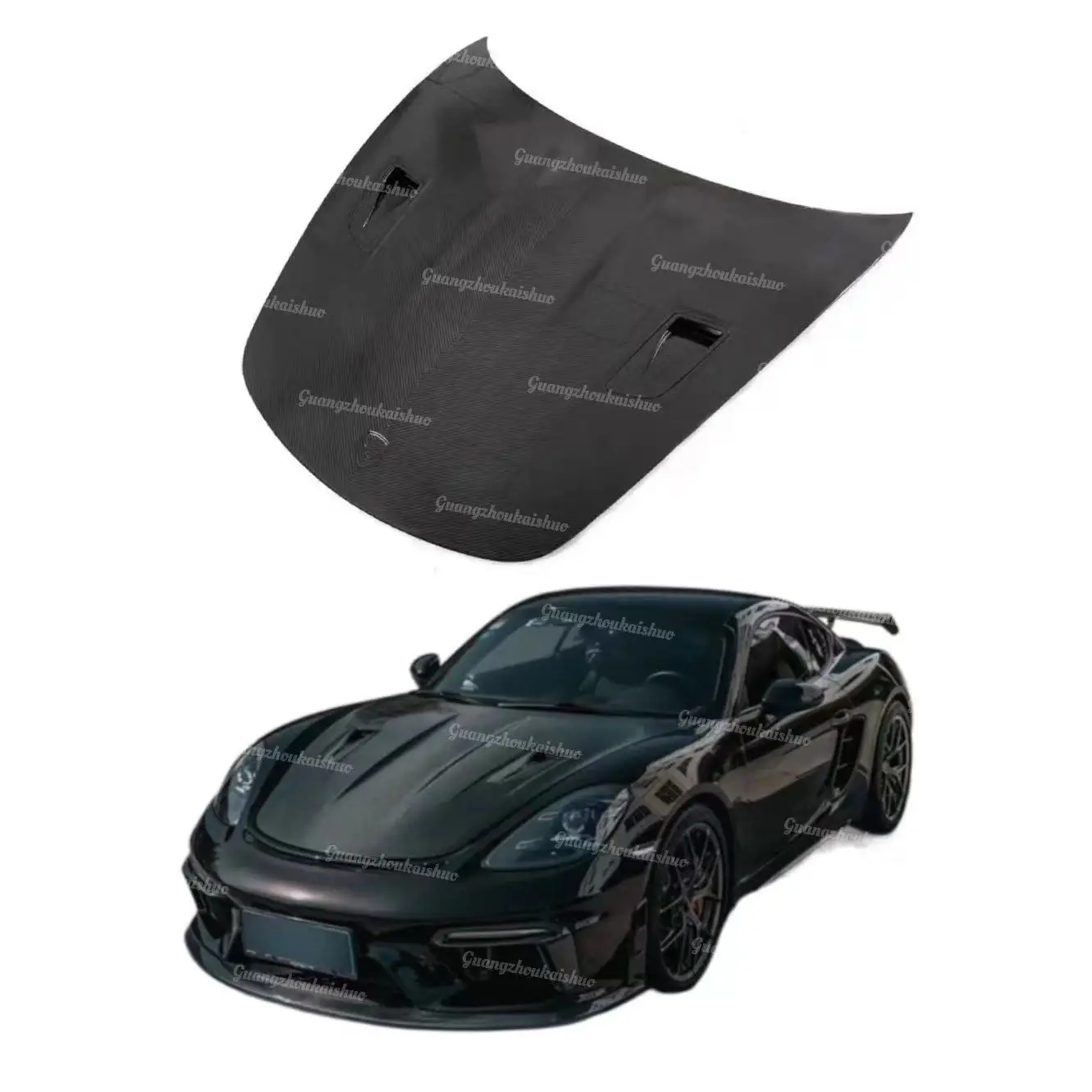 RS Style Carbon Fiber Hood Car Engine Bonnet Cover For Porsche 718 Boxster Cayman 2016 2017 2018 2019 2020 2021