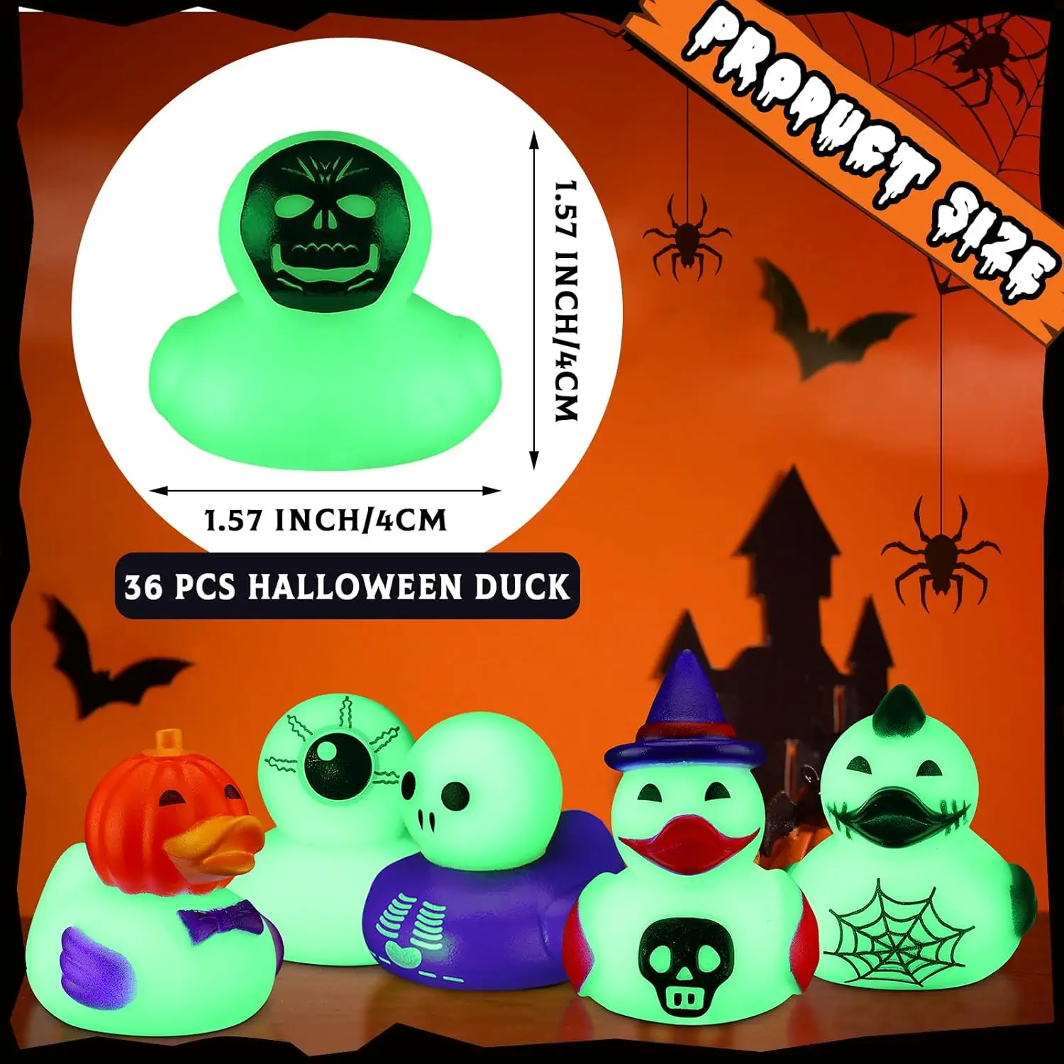 Halloween Duck Glow in The Dark Duck Halloween Party Mini Halloween Rubber Duck 6Style for Bath Time Decor Trick or TreatSupplie