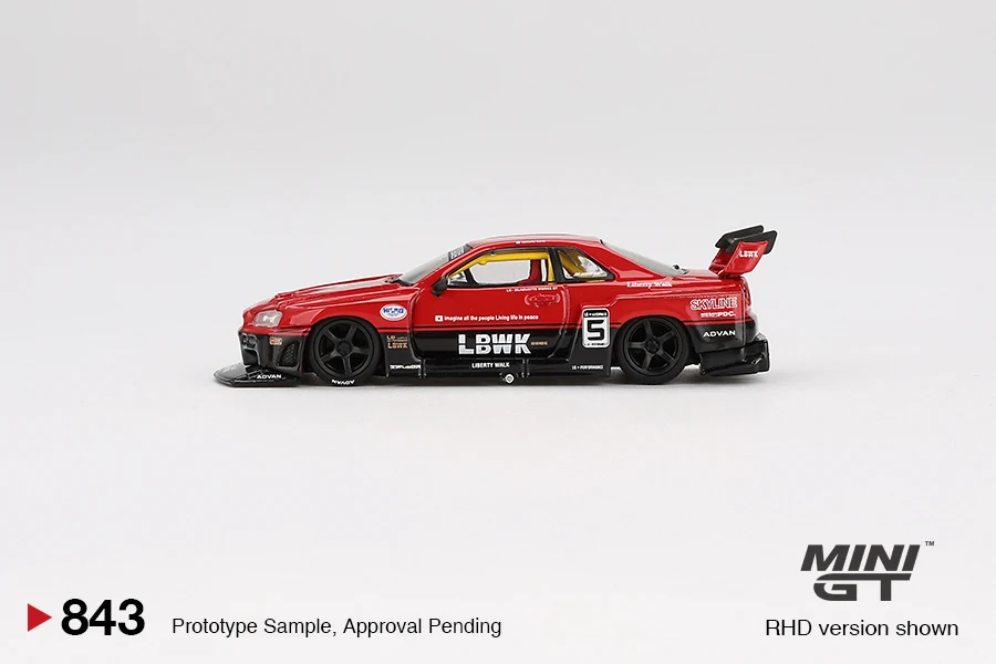 MINIGT 1:64 LB-ER34 Super Silhouette SKYLINE Red/Black  Diecast Model Car