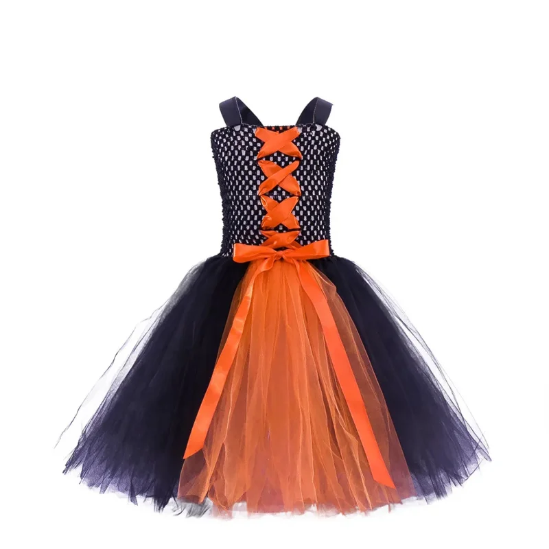 Nieuwe vermomming heksenkostuum voor meisjes Halloween Tutu kniejurk met hoed bezem Kids Carnaval cosplay party outfit set voor 2-10 Y