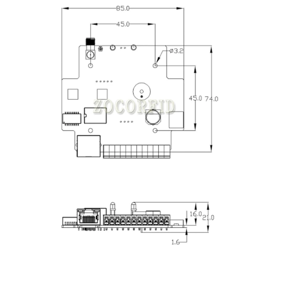 Imagem -04 - Módulo Leitor Rfid Uhf Wiegand26 Rs232 Embedded Board Disponível para Arduino Raspberry pi Uart 180006c Epc Class1 Gen2