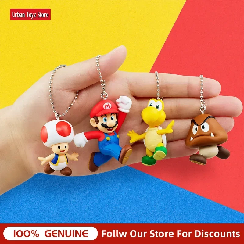 Bandai Super Mario Gashapon - Llavero con Mini Figura Sorpresa (Peach, Yoshi, Toad, Bowser) - Colgante Decorativo para Bolsos y Teléfonos - Coleccionable para Fans