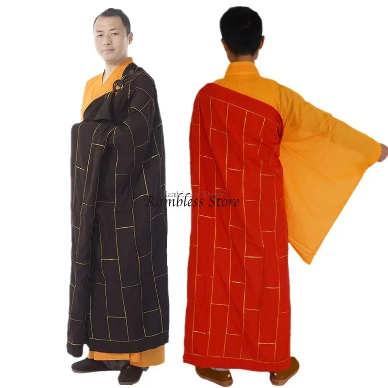 Buddhist Abbot Meditation Robes Chinese Traditional Monk Long Robe Gown Adults Men Temple Buddhism Cassock Shaolin Clothing