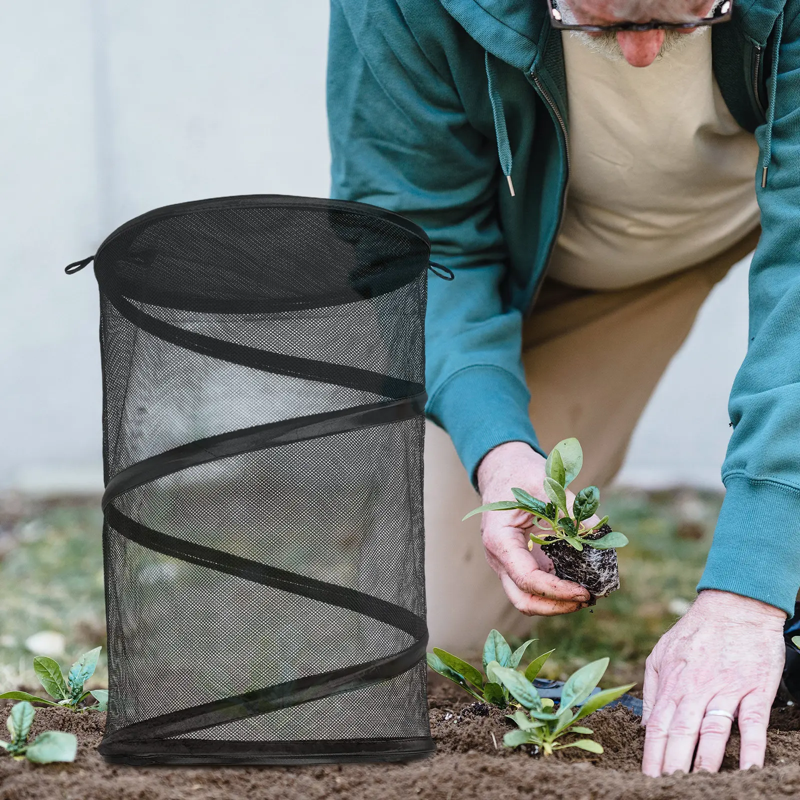 Portable Mesh Cover 18x13.5 Garden Flower Protector Foldable Round Mesh Plant Enclosure Barrier Outdoor Vegetable