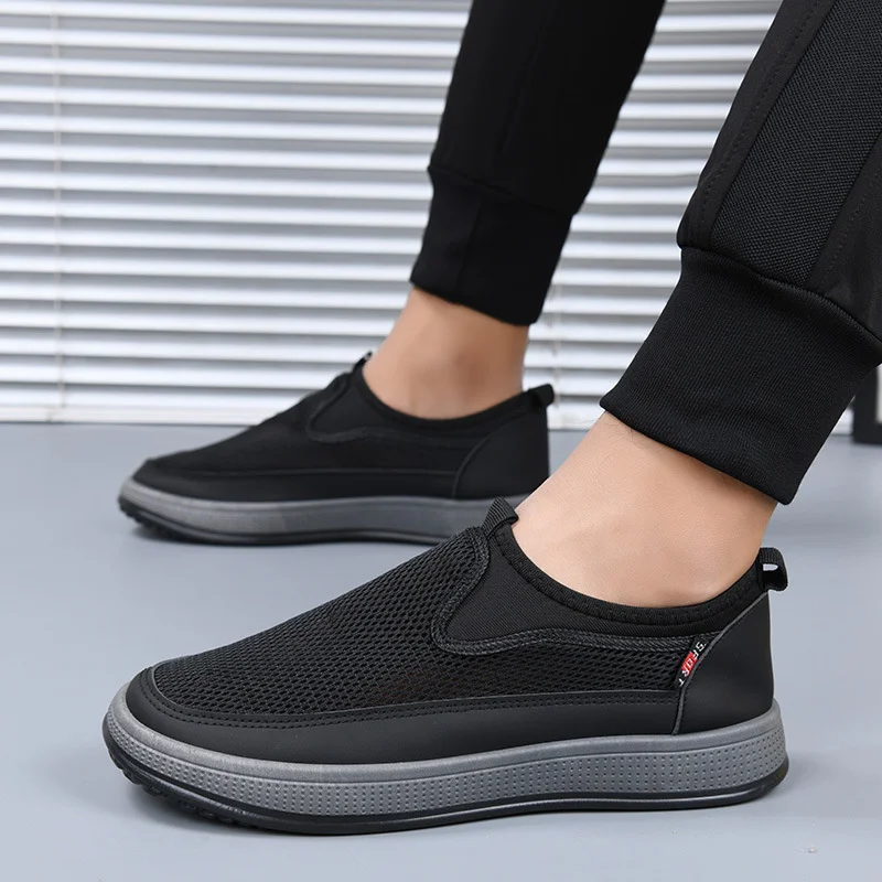 Men's Breathable Summer Casual Shoes Lightweight Soft Bottom Single Shoes Pure Color Versatile Lightweight Comforta Sneakers