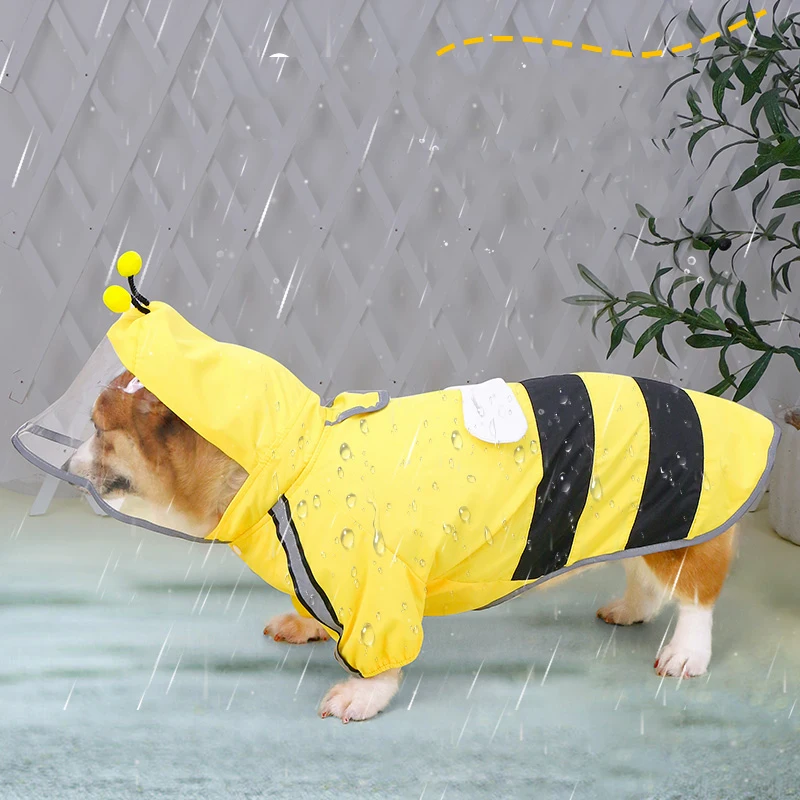 Funny Dog Raincoat Waterproof Poncho Clothing For Rainy Walk Costumes XS 4XL Yellow Pet Coat Jacket Chihuahua Corgi Accessories