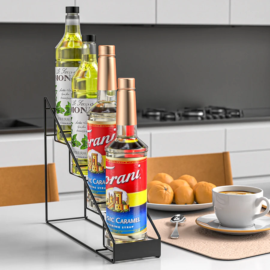 1pcMulti-Purpose Wine Rack - Coffee Bar Bottle Holder, Syrup Organizer, Condiment Display & Tabletop Wine Storage for Home Bar