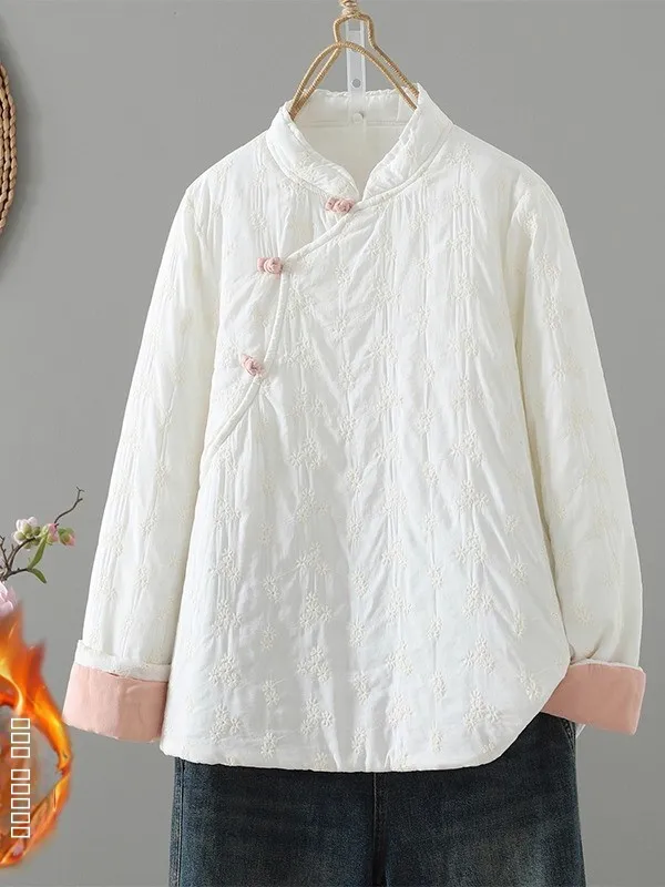 

Женское хлопковое пальто Thiened Cotton Jaet большого размера с художественным воротником с ушами и пуговицами, асимметричное хлопковое пальто по подолу