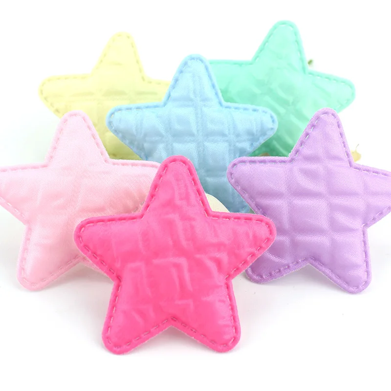 48Pcs 5cm Cute Star pentagramma Appliques imbottite copricapo fai da te forcina regalo artigianato Decor accessori di stoffa per indumenti