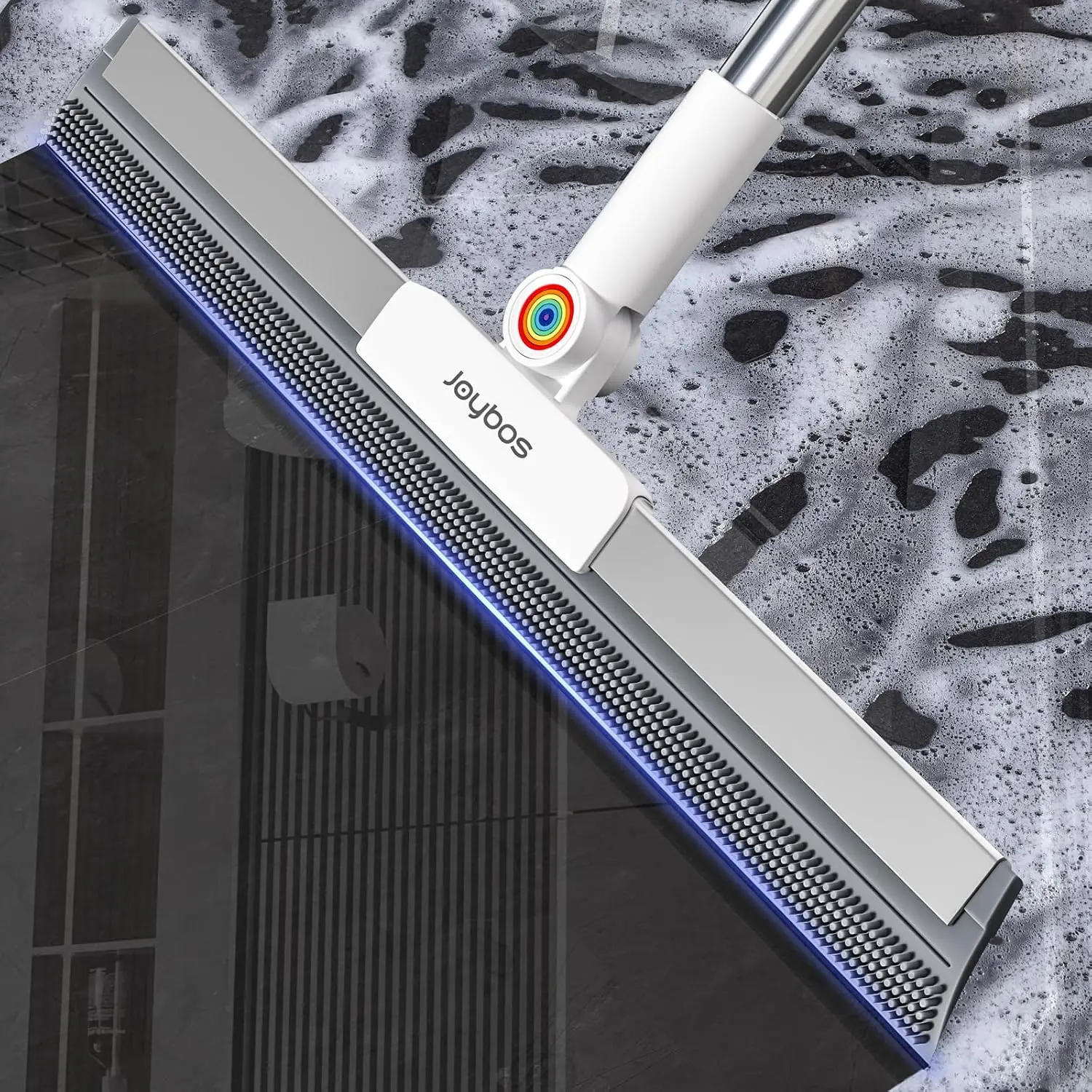 

62" Long Handle Rubber Squeegee Broom with 2 Cloths, Removes Water Spots, Pet Hair & Grease for Floors & Windows