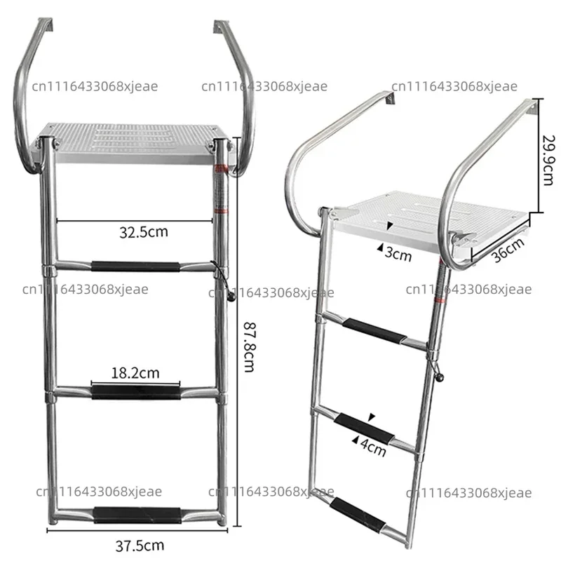 Hidden folding hanging ladder, handrail telescopic ladder launching ladder