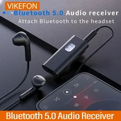 VIKEFON Bluetooth Receiver 5.0 Wireless Audio Adapter 3.5mm AV/AUX Jack For Car PC Headphone Reciever Handsfree Support TF Card