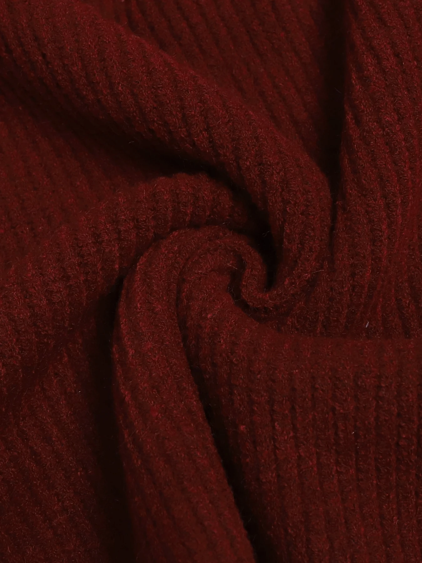 Women's Burgundy Striped Trim Knit Sweater V-Neck Puff Sleeve Cropped Preppy Top for Casual Wear