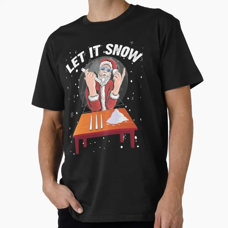 

Santa let it snow christmas Funny Christmas Gift T Shirt for men 100% cotton printed Graphic Clothes Mens All size S-6XL Tops