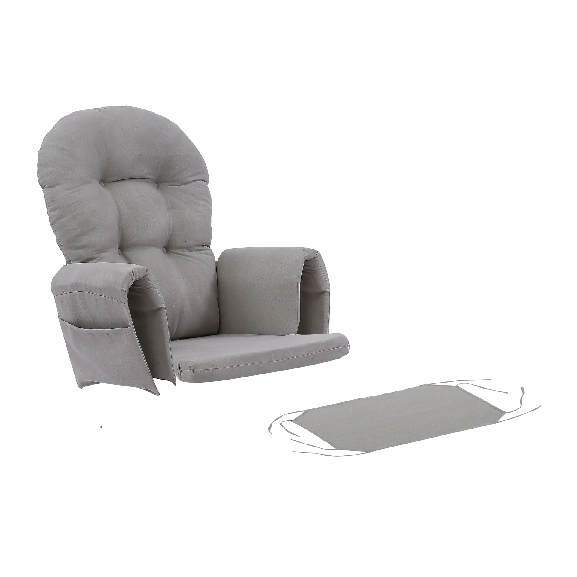 Seat Cushion Replaceable Glider Rocking Chair Seat Armrest with Storage Pocket Cushion Chair Back Armrest Cushion Pad