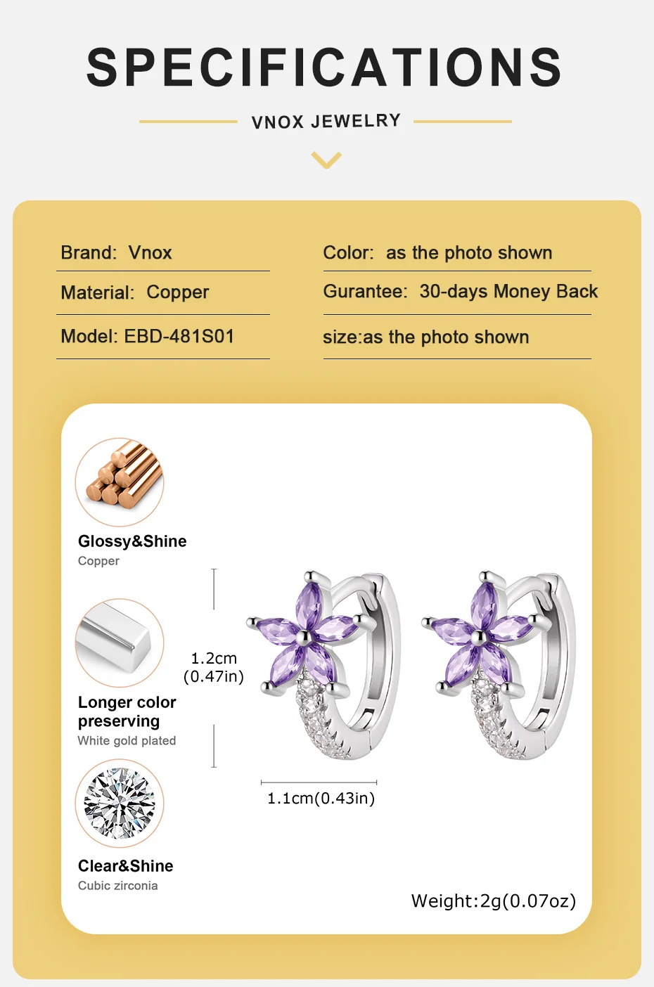 Vnox Trendy Luxus-Ohrringe mit bunten Schmetterlingen und Zirkonia für Damen, glänzende Kristall-Schleifen-Blumen-Ohrringe, Brautschmuck für Hochzeiten. – Detail 12