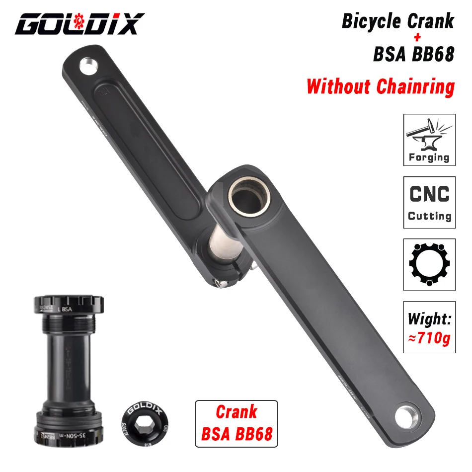 GOLDIX Rennrad-Kurbelgarnitur, 165/170/172,5/175 mm Länge, Aluminiumlegierung, geschmiedete Fahrradkurbel, Doppelkettenblatt, 50–34 Zähne/52–36 Zähne/53–39 Zähne