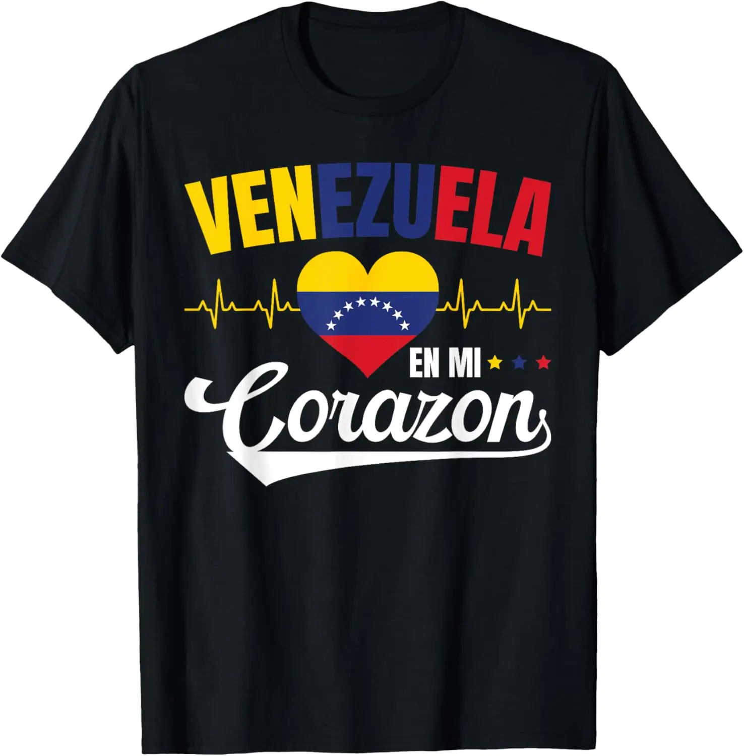 

Venezuela En Mi Corazon T-Shirt, Black, Small, Unisex-Adult, Unisex, Short Sleeve, Crew Neck, Classic Fit, 100%
